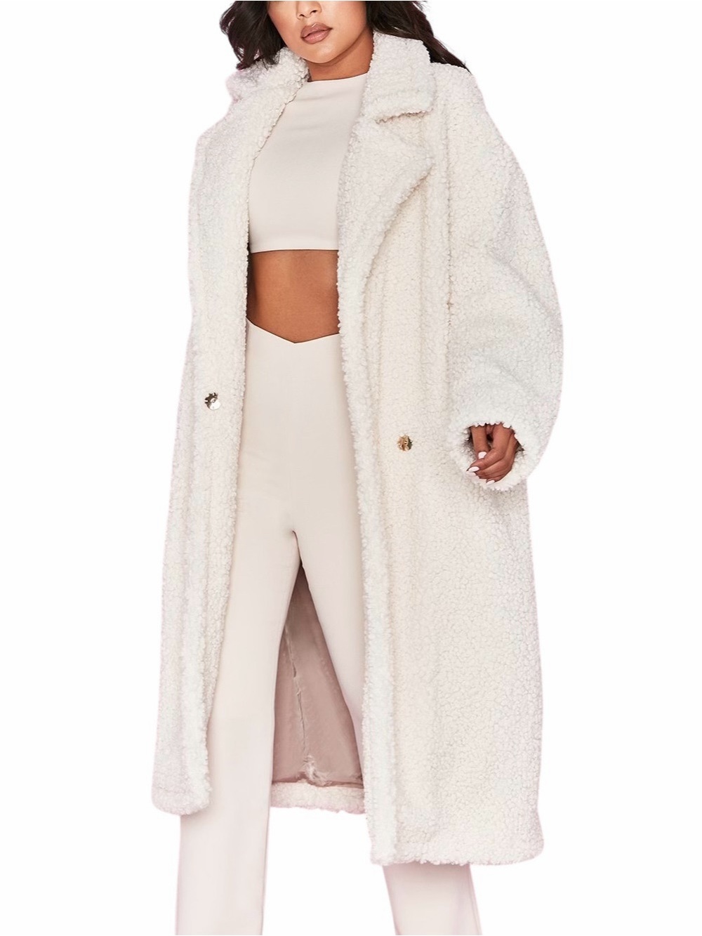 House of CB Bear Coat Milk White Size Small NWT Faux Fur Sherpa